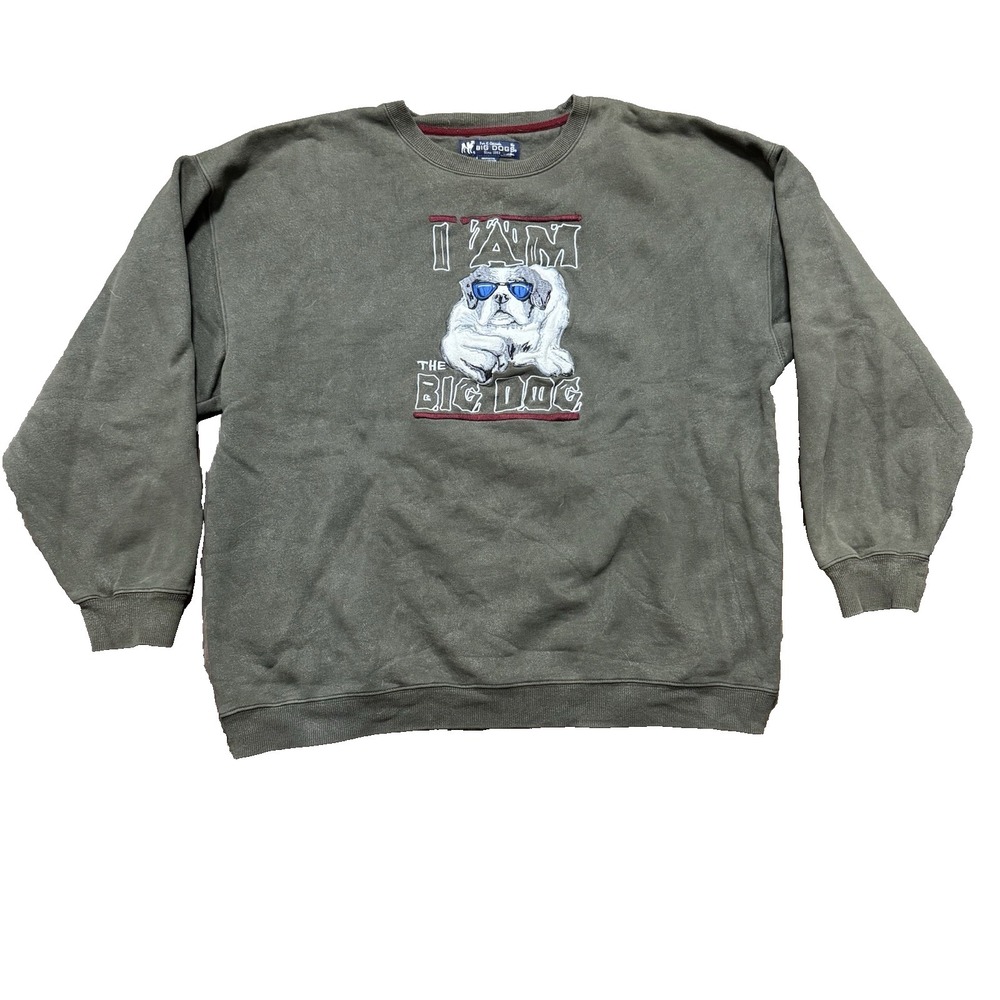 Vintage Big Dogs I Am The Big Dog Crewneck Sweatshirt Men's Size XL Green